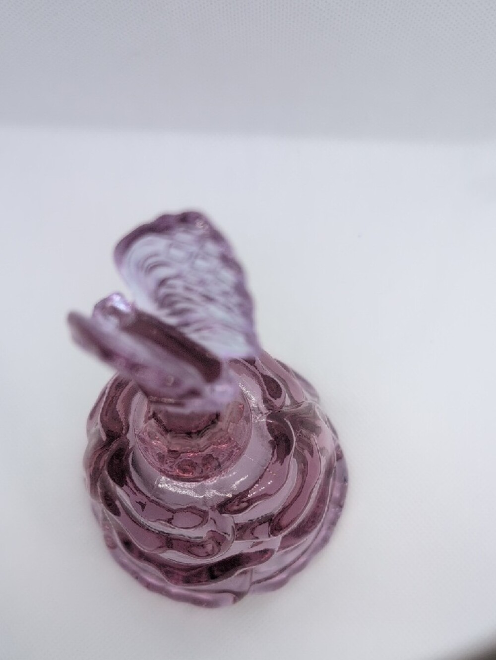 Vintage Fenton Rose pink Glass Draped Bell With Butterfly Finial - Picture 5 of 6